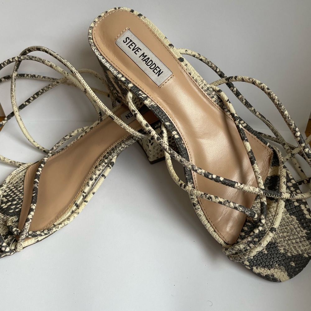 Steve Madden - Python Lace Up Block Heel Sandals … - image 2